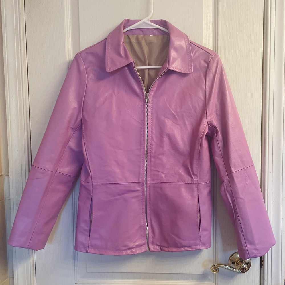 Lilac Italian Faux Leather Jacket, size M